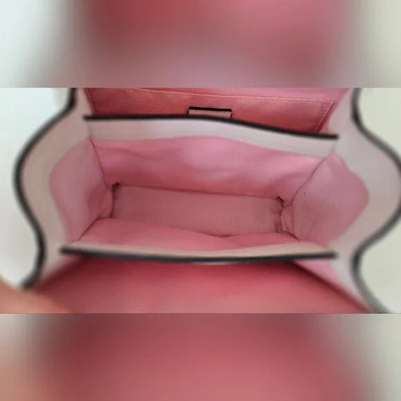 LUANA ITALY Maria Color Block Leather Satchel Black White EUC - Picture 6 of 7